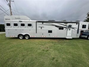 2014-lakota-bighorn-8416-generator-couch-dinette-17-shortwall-4-horse.jpg 2014 Lakota Bighorn 8416, Generator, Couch, Dinette 17’ Shortwall, 4 Horse Trailer, 12′ Slide.