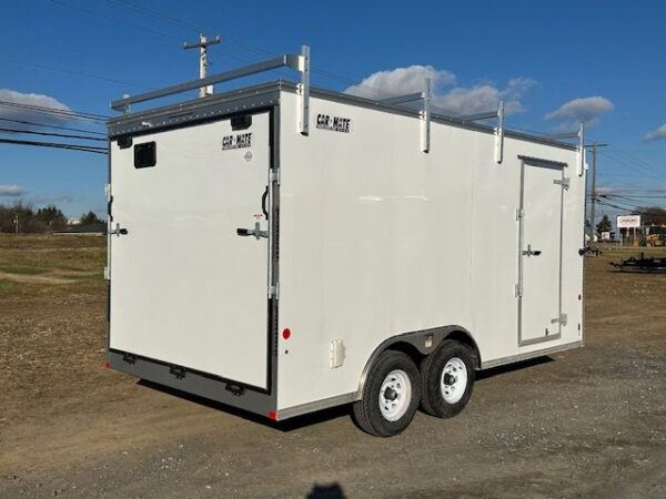 2025-CARMATE-8.5X16-ENCLOSED-CONTRACTOR-TRAILER-RAMP-DOOR-2.jpg Car Mate 8.5 x 16 Enclosed Contractor Trailer – Ramp Door