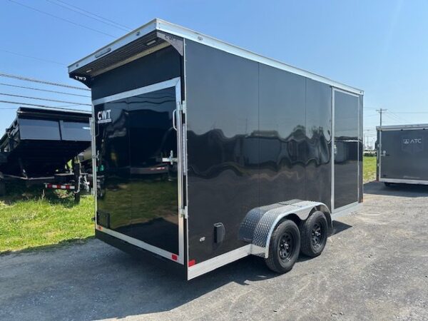 2025-COVERED-WAGON-7X16-ENCLOSED-CARGO-TRAILER-SPOILER-RAMP-DOOR-3.jpg Covered Wagon 7 x 16 Enclosed Trailer – 18″ Added Height