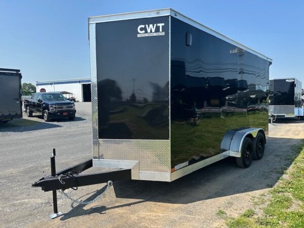 2025-COVERED-WAGON-7X16-ENCLOSED-CARGO-TRAILER-SPOILER-RAMP-DOOR-6.jpg Covered Wagon 7 x 16 Enclosed Trailer – 18″ Added Height