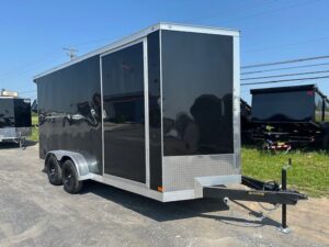 2025-COVERED-WAGON-7X16-ENCLOSED-CARGO-TRAILER-SPOILER-RAMP-DOOR-7.jpg Covered Wagon 7 x 16 Enclosed Trailer – 18″ Added Height
