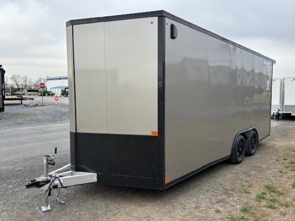 2025-NITRO-8.5X18-ENCLOSED-CAR-HAULER-RAMP-DOOR-SPOILER-3.jpg Nitro 8.5 x 18 Enclosed Aluminum Car Trailer – V Nose