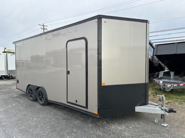 2025-NITRO-8.5X18-ENCLOSED-CAR-HAULER-RAMP-DOOR-SPOILER-4.jpg Nitro 8.5 x 18 Enclosed Aluminum Car Trailer – V Nose