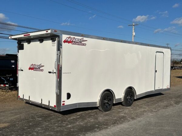 2025-NITRO-8.5X24-ENCLOSED-CAR-TRAILER-SPOILER-RAMP-DOOR-4.jpg Nitro 8.5 x 24 Enclosed Aluminum Car Trailer