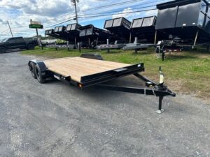 2025-PREMIER-18-OPEN-CAR-HUALER-SLIDE-OUT-RAMPS-2.jpg Premier 7 x 18 Wood Deck 7k Open Car Trailer – Slide Out Ramps