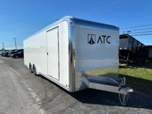 2025-RM400-8.5X28-ATC-ENCLOSED-CARGO-CAR-HAULER-RAMP-DOOR-ESCAPE-DOOR-SPOILER-4.jpg ATC 8.5 x 28 Enclosed Aluminum Car Trailer – Rear Spoiler