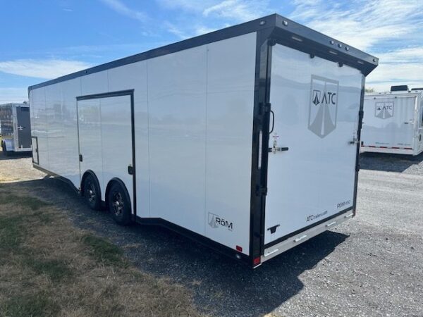 ATC-8.5-x-28-Aluminum-Enclosed-Car-Trailer-Premium-Escape-Door-ROM-450-Life-Trac-Spread-Axle-Fully-Loaded-Black-Trim-Package-1.jpg ATC 8.5 x 28 Aluminum Enclosed Car Trailer – ROM 450