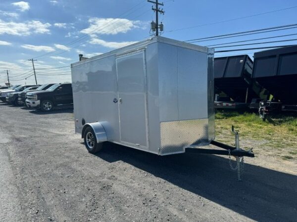 American-Hauler-6-x-12-Enclosed-Cargo-Trailer-Ramp-Door-Side-Door-V-Nose-Aluminum-Wheels-1.jpeg American Hauler 6 x 12 Enclosed V-Nose Cargo Trailer