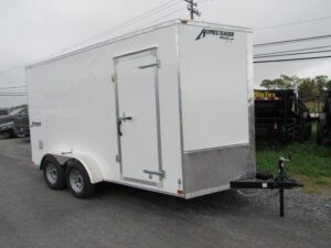 Homesteader-7x14-Enclosed-Cargo-Trailer-Ramp-Door-Side-Door-7ft-Interior-Height-4.jpg Homesteader 7 x 14 V-Nose Enclosed Trailer – 12″ Added Height