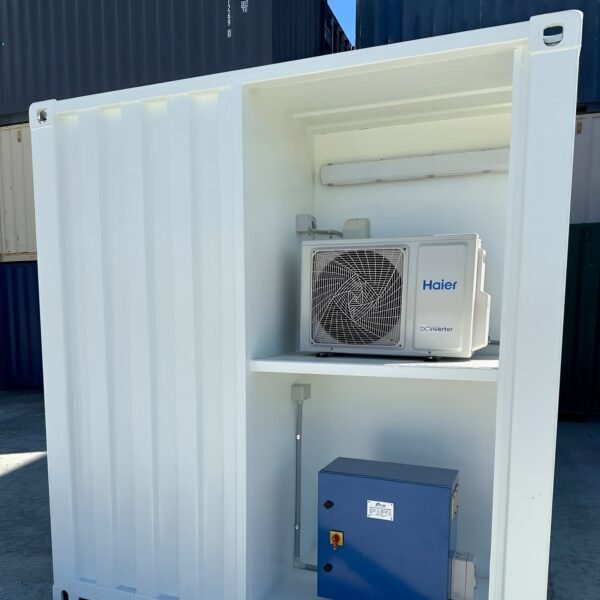 White-10′-container-modification-with-AC3-600x600-1.jpg White Modified 10ft Shipping Container with AC